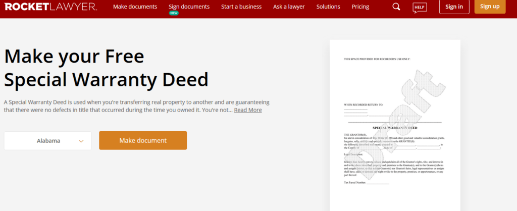 Create a Special Warranty Deed